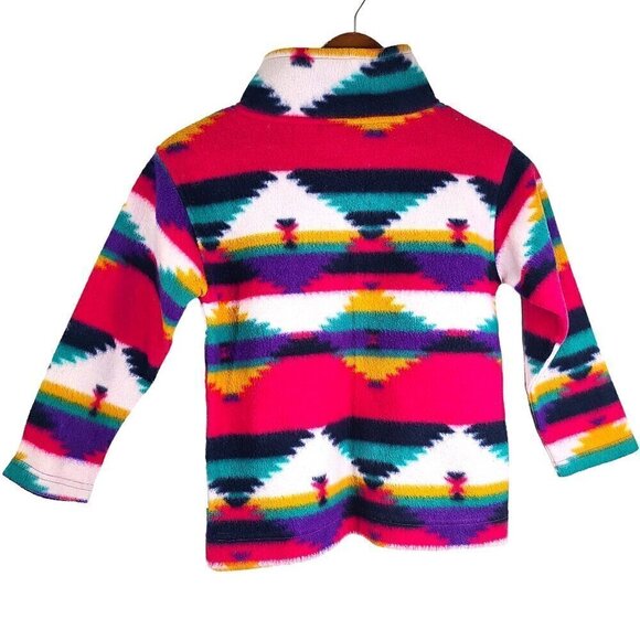 Vintage Aztec Navajo Pink Green 1/4 Zip Fleece Jacket Palettes - Picture 3 of 6